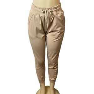 Womens Beige Jogger Pants Stretchy Drawstring Waist Size M